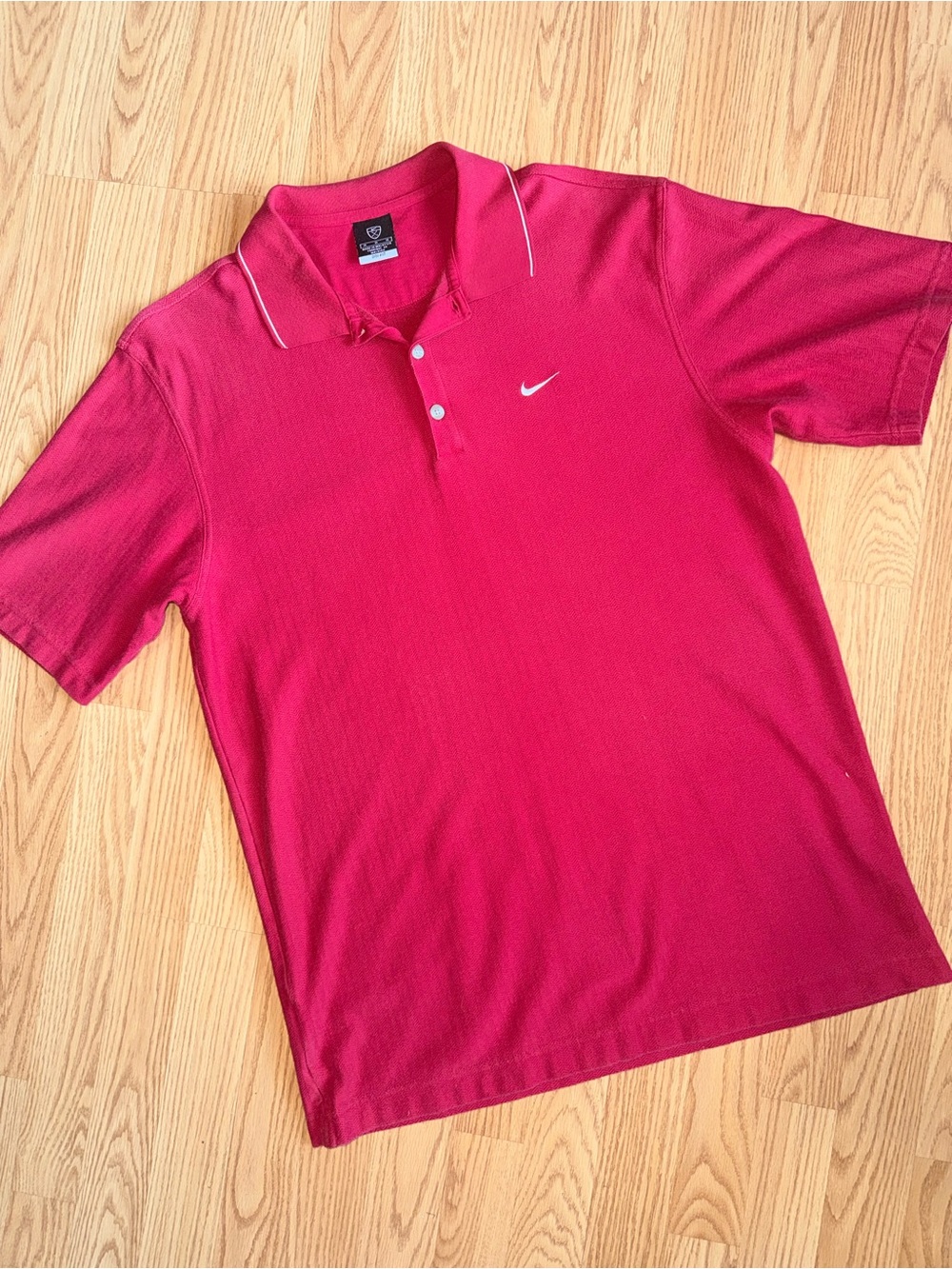Vintage Nike Golf Dri-FIT Polo Shirt Mens Medium Red Herringbone Swoosh Y2K